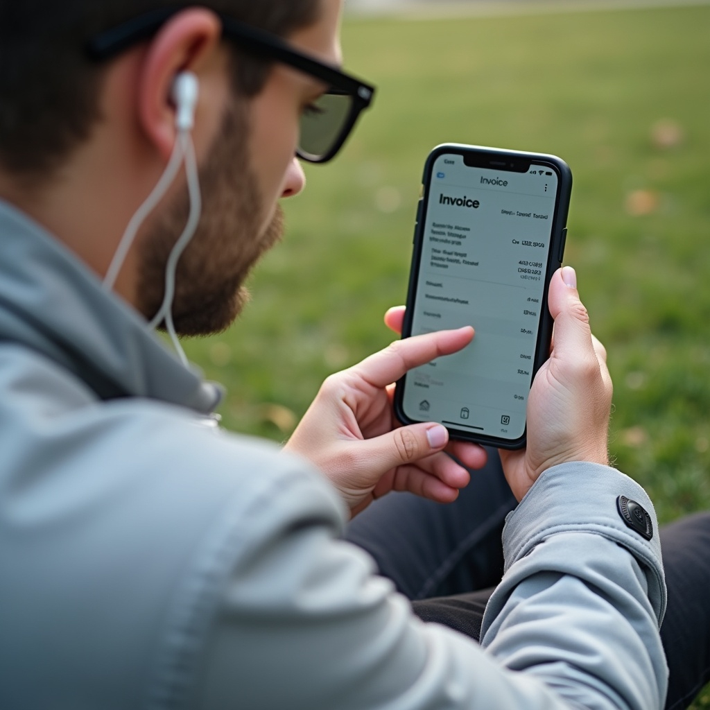 homme écoutant une facture sur son téléphone